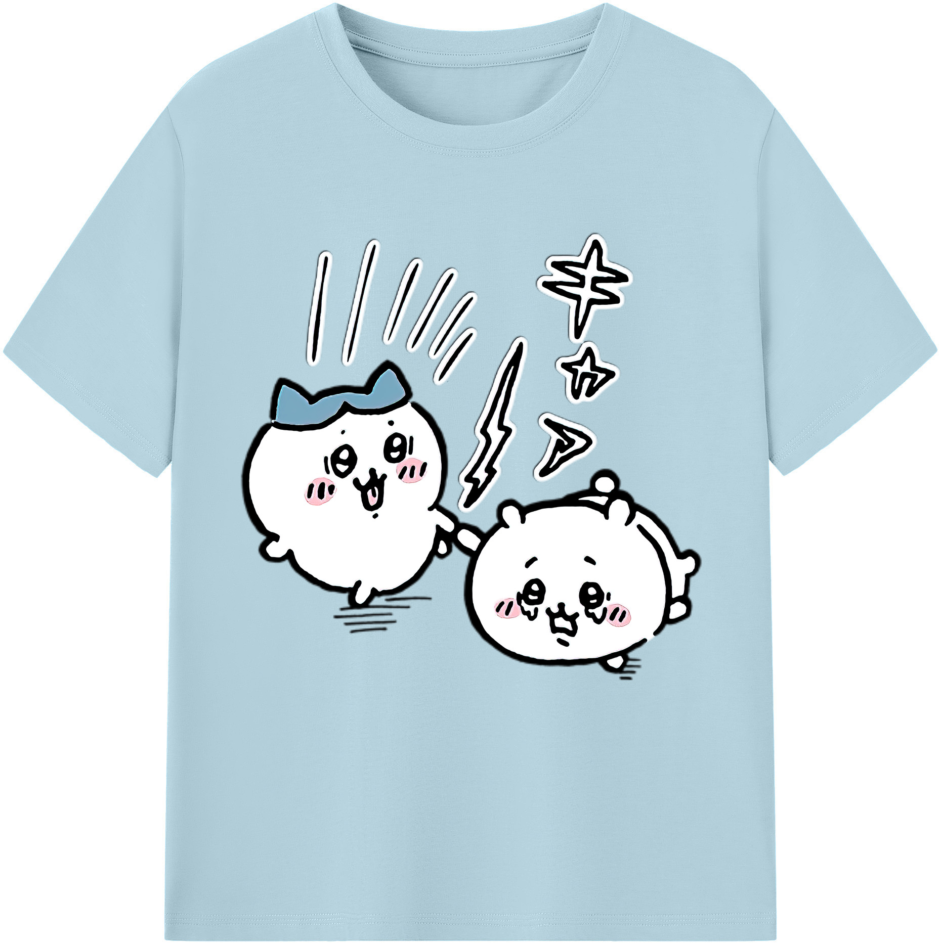 （画像用） ちいかわ ハチワレ Chii-kawa hachiware 綿100％半袖Tシャツ（フロントプリント）
